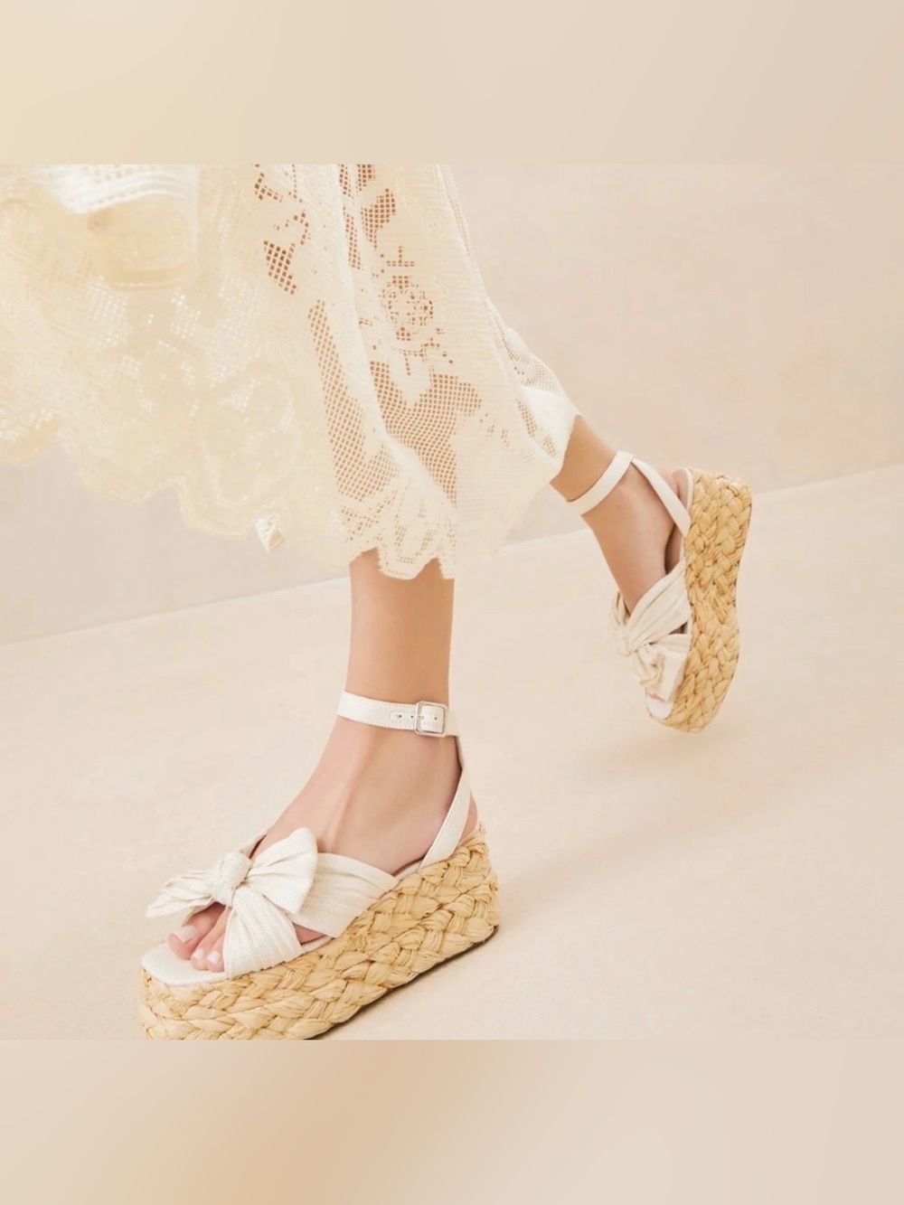 Loeffler Randall Knotted Espadrille Wedges w/ Ankle Strap (new in box)